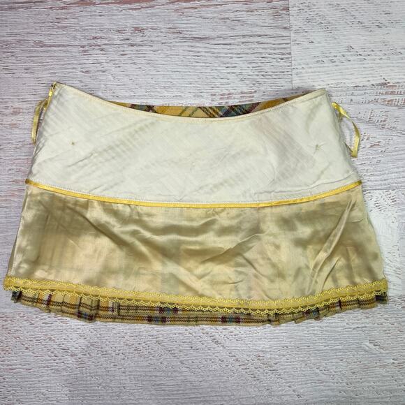 Vintage Abercrombie & Fitch Yellow Plaid Pleated Mini Skirt SIZE 6 Y2K Clueless - Picture 5 of 14